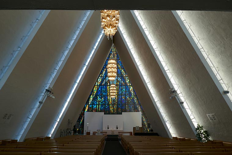 Artic Cathedral interior stained glass