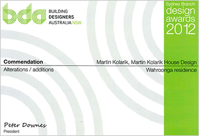 Martin Kolaril home deisgn BDA award 2012
