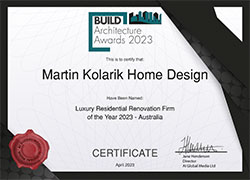 Build Architecture Awards 2023  Certificate best luxury home design award